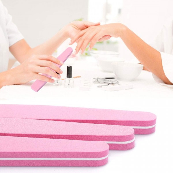 DEYI 20 Pcs Nail Buffers 100/180 Grit Buffer Block Sponge Buffing Nail File for Acrylic/Natural Nails, Pink