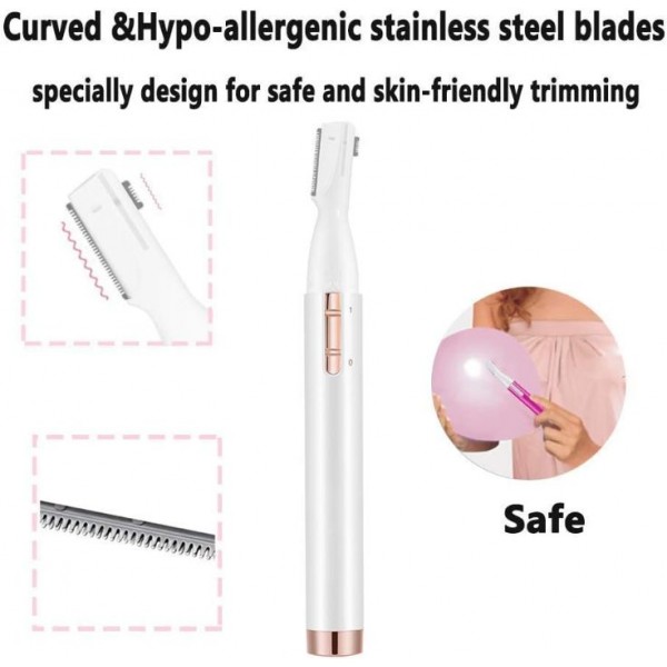 DEYI Upgraded Eyebrow Trimmer, Precision Facial Hair Trimmer with Comb, Battery Operated Painless Electric Eyebrow Razor Facial Hair Remover Face Chin Neck, Upper-Lip, Peach-Fuzz