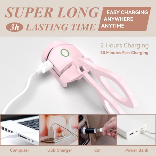 DEYI Heated Eyelash Curlers - Rapid Heated Lash Curler - Rechargeable Electric Eyelash Curler - Temperature Control,Quick Natural Curling for Long Lasting with Sensing Heating Silicone Pad