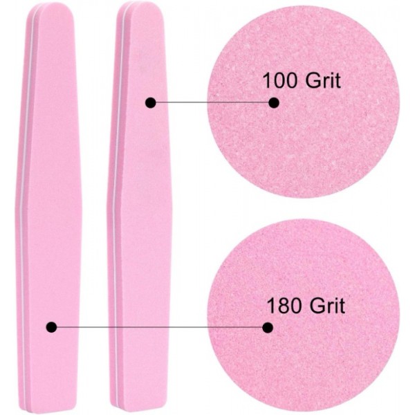 DEYI 20 Pcs Nail Buffers 100/180 Grit Buffer Block Sponge Buffing Nail File for Acrylic/Natural Nails, Pink