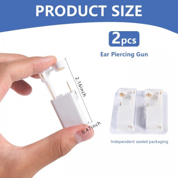 DEYI Ear Piercing Gun, 2 Pcs Disposable Sterile Ear Nose Piercing Kit Safety Tool With Ear Stud Piercing Kit 