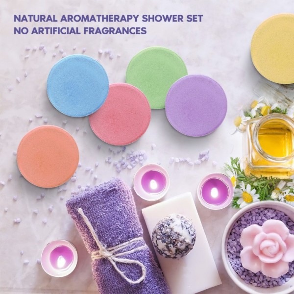 Shower Steamers Tablets, Aromatherapy Shower Vapor Tablet-Set of 12 Bath Bombs Infused with Pure Essential Oils for Home Vaporizing Spa & Stress Congestion