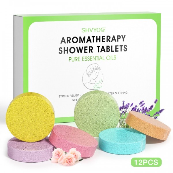 Shower Steamers Tablets, Aromatherapy Shower Vapor Tablet-Set of 12 Bath Bombs Infused with Pure Essential Oils for Home Vaporizing Spa & Stress Congestion