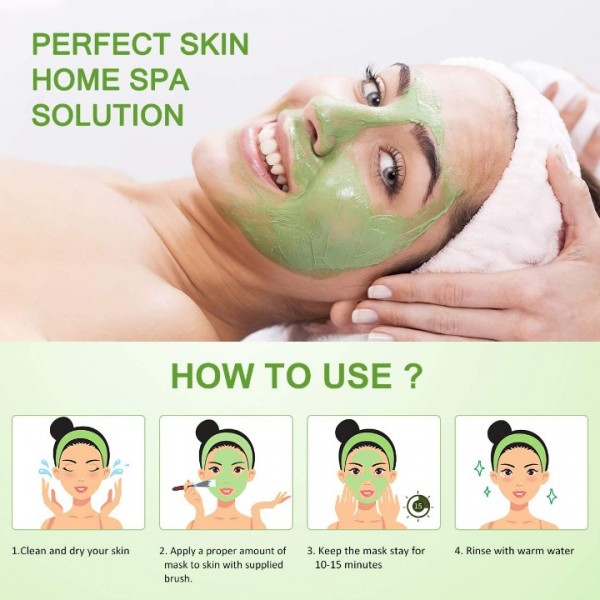 SHVYOG Green Tea Matcha Clay Face Mask, Antioxidant Detox Face Mask with Volcanic Mud, Deep Cleansing & Moisturizing & Hydrating Facial Mud Mask for Acne, Blackheads, Pores, Wrinkles